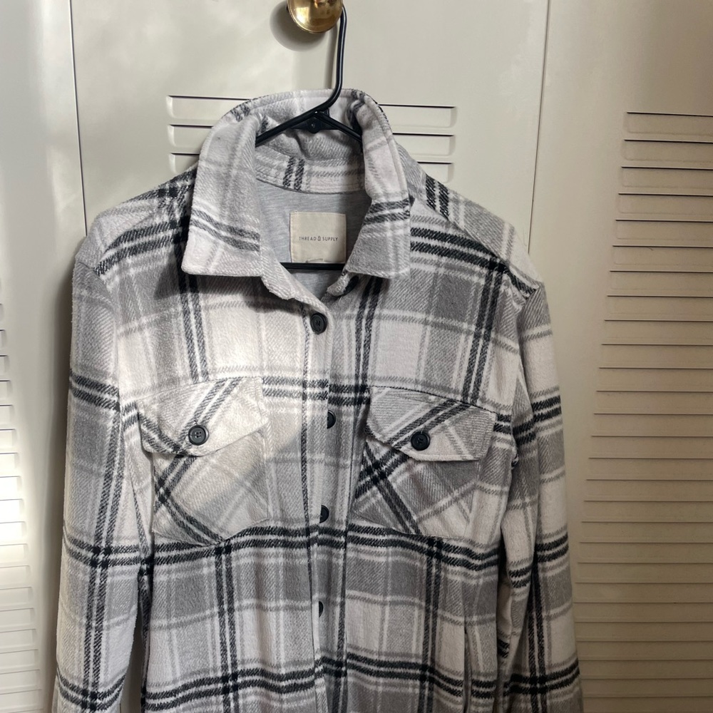 Grey flannel shacket